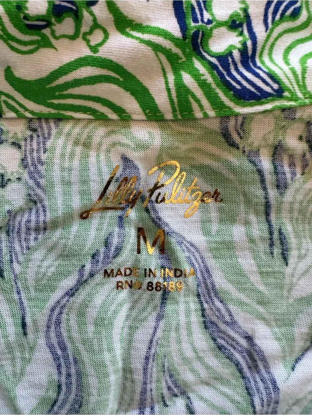 Lilly Pulitzer Green and Blue Abstract Print Button-Down Top